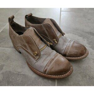 Freebirds Mabel Oxford Booties Leather Womens 7 Distressed Tan Slip On